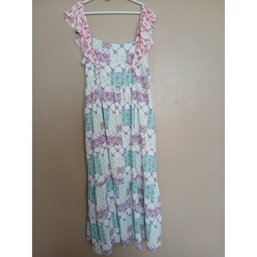 Simply Southern Dress 2x Maxi Floral Patchwork Boho Bohemian Peasant Easter New